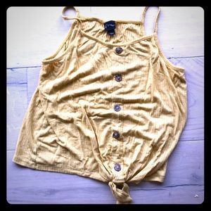 Mustard yellow button down tie up top